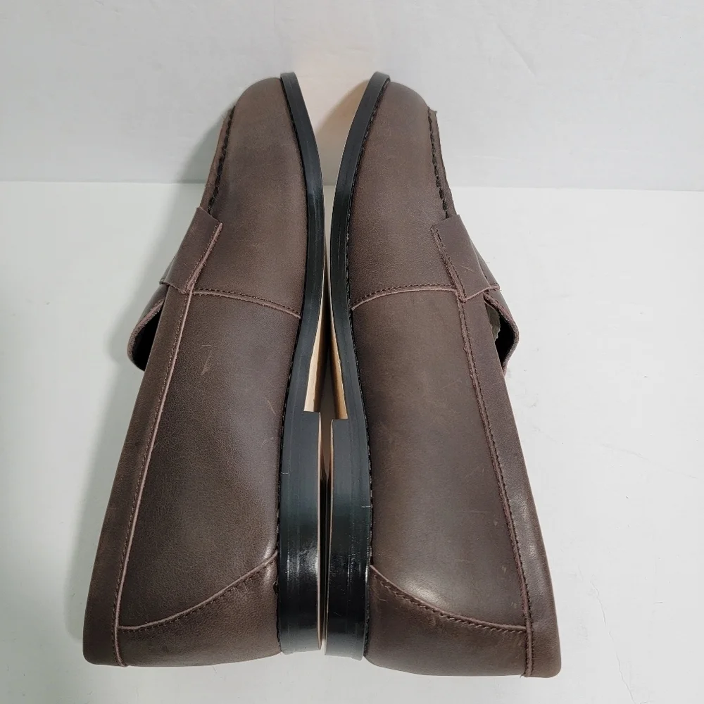 NEW JANIE & JACK Kids Leather Slip-On Shoes Size 4K Brown Leather Sole Unisex
